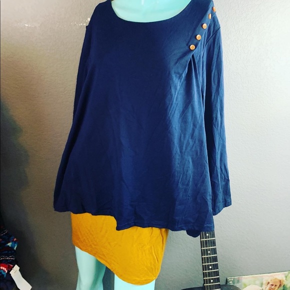 💙 Anthropologie Amaryllis Navy and Gold Sailor Tunic 1980’s Style MEDIUM - Picture 7 of 8